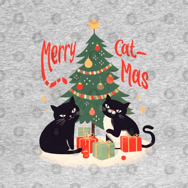 MERRY CAT-MAS FUNNY CATS CHRISTMAS TREE by rraynerr